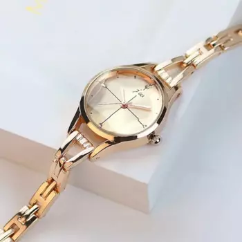 Часы-браслет для женщин, элегантные женские роскошные наручные часы из розового золота со стразами, простые модные женские кварцевые часы Relogio Feminino