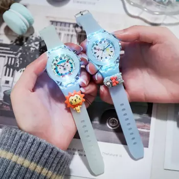 Часы UTHAI BK147 детские с мультяшным аниме персонажем, светящиеся в темноте кварцевые цифровые часы с силиконовым ремешком, милые часы для мальчиков и девочек