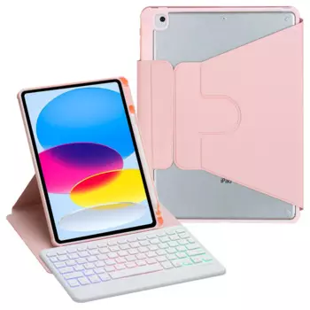 Чехол для планшета для iPad 10,9 (2022) Чехол для планшета из искусственной кожи с треугольной подставкой и съемной беспроводной клавиатурой с подсветкой