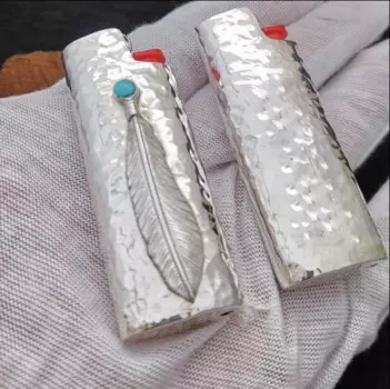 Чехол для зажигалки ручной работы из серебра пробы, 1 шт., держатель для зажигалок Bic, размер j3, J5, многофункциональный инструмент для повседневного использования, чехол для зажигалок