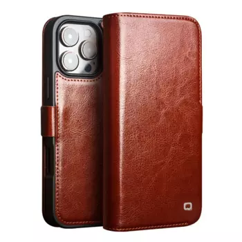 Чехол-книжка QIALINO из натуральной воловьей кожи с магнитной застежкой для iPhone 16 16 Pro Max, деловой чехол в стиле ретро с полным покрытием