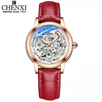 CHENXI автоматические механические женские часы, роскошные водонепроницаемые кварцевые женские наручные часы со скелетом и турбийоном, Relogio Feminino