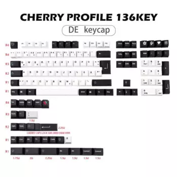 Черно-белые клавиши PBT Cherry Profile Dye Sub GMK для механической клавиатуры GK61 K70 G710 макет Iso клавиша Enter