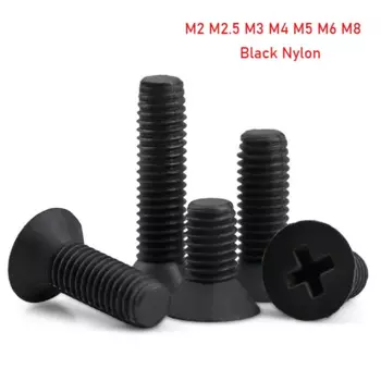 Черные нейлоновые винты Phillips с потайной головкой M2-M8