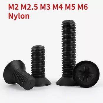 Черные нейлоновые винты с потайной головкой M2 M2.5 M3 M4 M5 M6