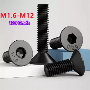 Черные винты с потайной головкой M1.6M2M3M5-M12