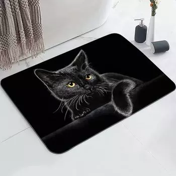 Черный ковер с котом Kawaii