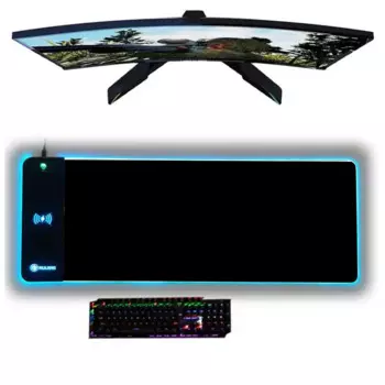 Черный коврик для мыши Mairuige с 15 Вт, подставка для мыши для геймеров, RGB, игровой коврик для мыши, клавиатура, нескользящая подсветка, зарядное устройство