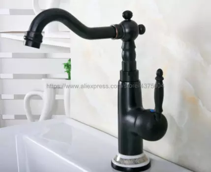 Черный латунный кран для ванной комнаты, кран для раковины с одной ручкой, водопроводные краны Nnf655