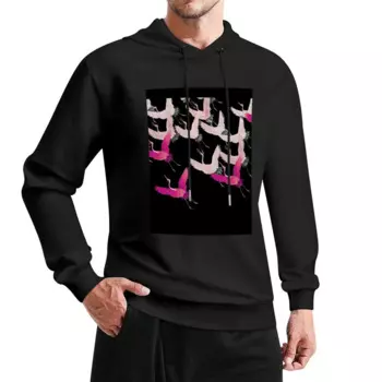 ЧЕРНЫЙ пуловер с капюшоном FLYING PINK WHITE CRANES IN BLACK, одежда в корейском стиле, новые толстовки и свитшоты