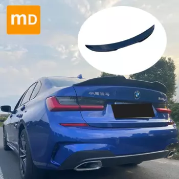 Черный спойлер с крыльями, отделка заднего багажника для BMW G20 330i 320i 2019 + комплект сплиттера из углеродного волокна