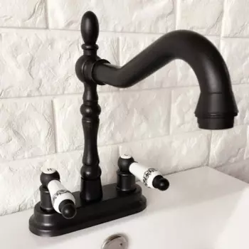 Черный тосканская бронза 4 "centerset для ванной комнаты поворотный кран для раковины смеситель для раковины, кран двойной керамический ручки рычаги mhg078