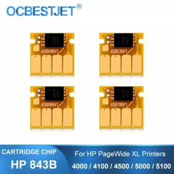 Чип для картриджа HP 843 843B, 4 шт., для HP PageWide XL 4000 4100 4500 5000 5100