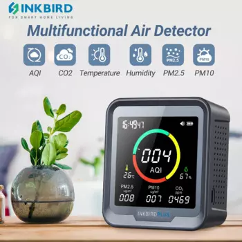 Цифровой детектор качества воздуха INKBIRDPLUS, измеритель температуры и влажности воздуха в помещении и на улице, с аккумулятором PM2.5 AQI CO2