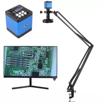 Цифровой промышленный видеомикроскоп 1080P HDMI VGA с двойным выходом и объективом с зумом 1-130X для зеркальной пайки