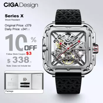 CIGA Design X Series Механические Мужские часы скелетоны, с автоматическим механизмом и защитой от сейсмической активности, серебристые зеркальные часы 316L с сапфировым стеклом