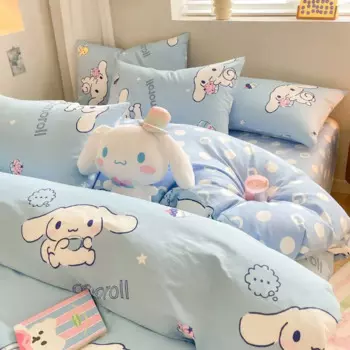 Cinnamoroll Kuromi My melody Новая модная и милая хлопковая простыня с мультяшным принтом и пододеяльник комплект из трех предметов
