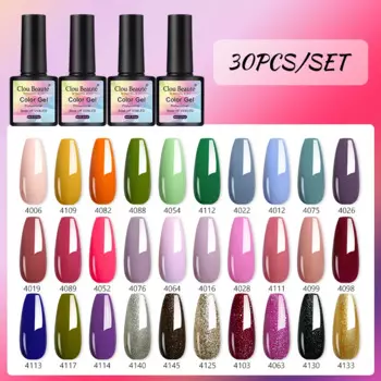 Clou Beaute 30 шт./набор 8 мл Гель-лак для ногтей осенний Полупостоянный яркий УФ-Гель-лак для художественного маникюра Набор Базовый Топ-лак наборы