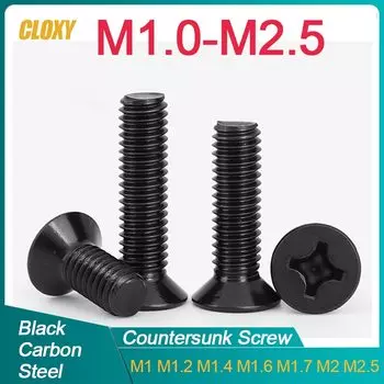 CLOXY мини черные стальные винты с крестообразным шлицем 50/100 шт.