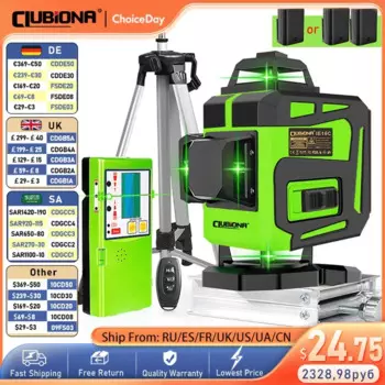 Clubiona 16/12 Линии Лазерный уровень зеленая линия Самовыравнивающийся 360 Горизонтальный и вертикальный сверхмощный лазерный уровень зеленого луча