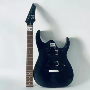 CN376CB376 Активные звукосниматели Tremolo Наборы электрогитар Незаконченный черный цвет с повреждениями 22 лада ST Наборы гитар для замены