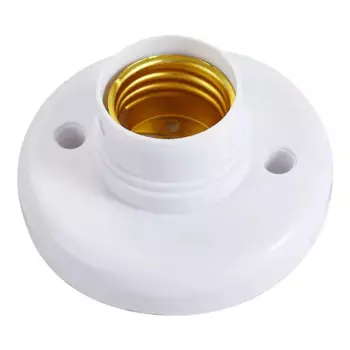 Цоколь для лампы E27 белый+золотой пластиковый 6А 250V