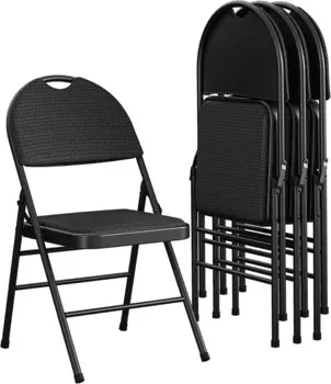 COSCO коммерческий XL комфортный тканевый мягкий металлический складной стул с контурной спинкой сиденья, 300 фунтов. Рейтинг веса, тройной обхват