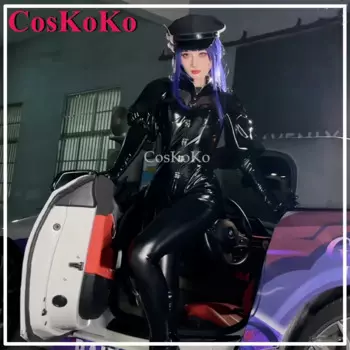 CosKoKo Raiden Shogun косплей игры Genshin ударопрочный костюм из черной кожи демона Комбинезоны на Хэллоуин