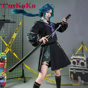 CosKoKo Xiao Косплей Аниме игра Genshin ударопрочный костюм Yaksa плохой в стиле преппи матросский костюм JK униформа для карнавала