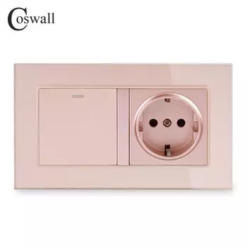 COSWALL прозрачная стеклянная розетка с выключателем