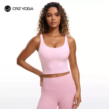 CRZ YOGA Women Butterluxe U Back удлиненный спортивный бюстгальтер-мягкий бюстгальтер для йоги Cami Crop Top Workout Tank Top со встроенным бюстгальтером