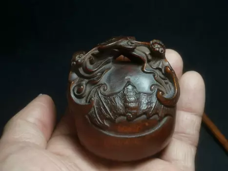 CULTUER ART японский самшит ручная резная статуя летучей мыши деревянный молоток стол деко коллекционный