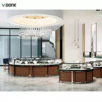 Custoum.2024 new luxury jewelry showcases glass display table custom glass jewelry display cabinet retail store jewelry showcase