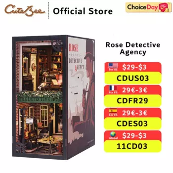 CUTEBEE 3D-головоломка «сделай сам», книжный уголок с сенсорным светом, пылезащитный чехол, вставка для книжной полки, деревянный кукольный домик, серия детективов для декора, подарок