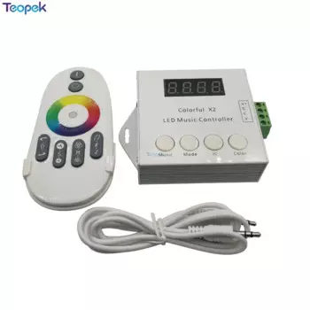 Цветной музыкальный контроллер X2 RF Touch Remote для WS2812B WS2811/WS2813/USC1903 Волшебная светодиодсветодиодный цифровая лента макс. 1000 пикселей