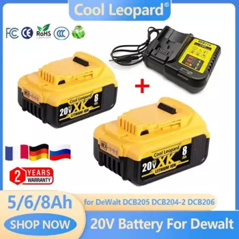 DCB200 20 В 6,0 Ач 8,0 Ач 5,0 Ач Сменный литий-ионный аккумулятор для DeWalt MAX DCB205 DCB201 DCB203 Аккумуляторы для электроинструментов