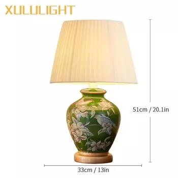 Декоративная настольная лампа XULULIGHT, керамика, цветочная роспись