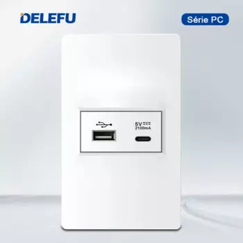 DELEFU 4*2 бразильский стандарт PC огнестойкая панель 20 Вт Быстрая зарядка Tpye-c USB настенная розетка, 118*74 мм А 5 В розетка