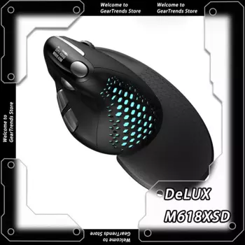 DeLUX M618XSD Bluetooth Беспроводная трехрежимная мышь 2,4 г Электрический дисплей количества OLED-экран Поддержка запястья Вертикальная мышь для игр