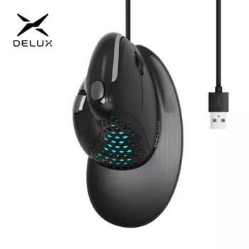 Delux Seeker M618XSU Эргономичная вертикальная проводная мышь RGB Light Съемная задняя крышка 4000 точек на дюйм Игровые мыши для портативного компьютера