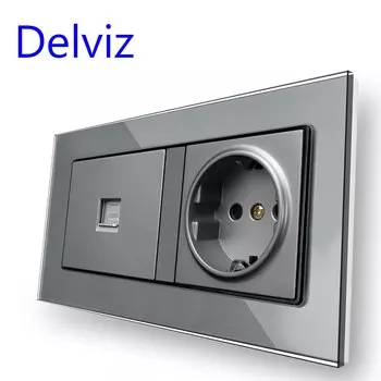 DELVIZ Двойная розетка из закаленного стекла