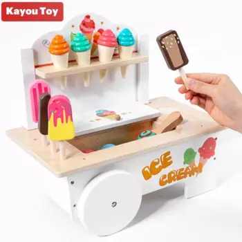 Деревянная игрушка для ролевых игр, грузовик для мороженого, Кухонная Тележка для девочек, детский подарок на день рождения и Рождество