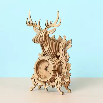 Деревянные пазлы для взрослых, 3D рождественские олени, настольные часы, модель, Набор для творчества, деревянные настольные украшения, подарок на день рождения, игрушка для детей и подростков