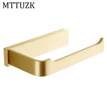Держатель для туалетной бумаги MTTUZK, твердая латунь, матовое золото, настенный держатель для туалетной бумаги, рулонная полка, квадратный роликовый держатель