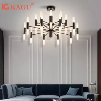 Подвесная люстра KAGU, 16 голов, черный/золотой, алюминий+железо