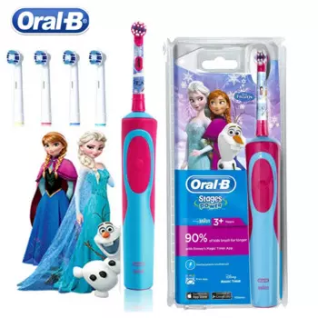 Детская электрическая зубная щетка Oral B D12513K, вращающаяся, нежная, чистая, маленькая и круглая, мягкая насадка, таймер, индуктивная перезаряжаемая зубная щетка