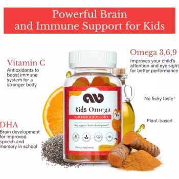 Детские витамины, Omega 3 + DHA Детские витаминные жевательные резинки, 60 жевательных резинок