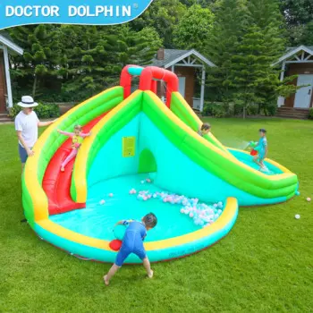 Детский бассейн для шаров Doctor Dolphin, двойная горка, прыгающий домик, надувной водный замок, прыгающий домик