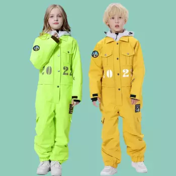 Детский цельный лыжный костюм 2022, утолщенный лыжный костюм, ветрозащитный водонепроницаемый теплый износостойкий лыжный костюм