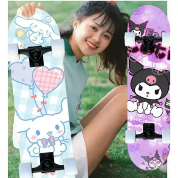 Детский четырехколесный скейтборд Sanrio Kuromi Hello Kitty 6-12 лет профессиональный скутер для начинающих с двойным искажением вспышки
